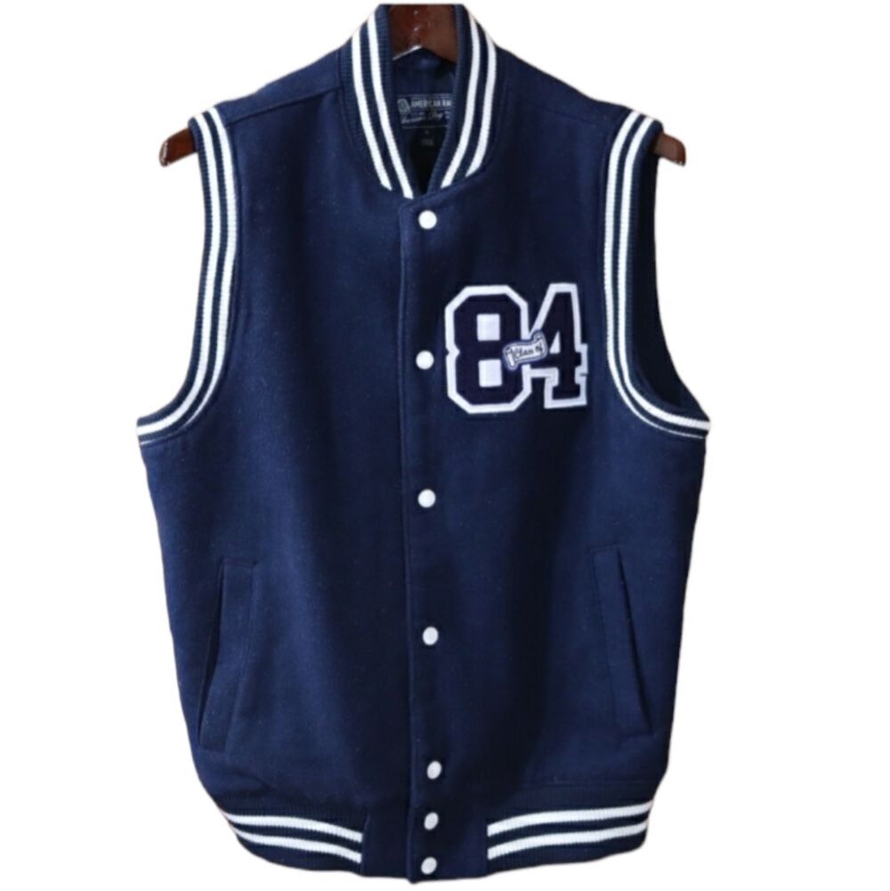 American Rag Vintage Y2K Preppy Collegiate Snap Button Blue & White Vest Class